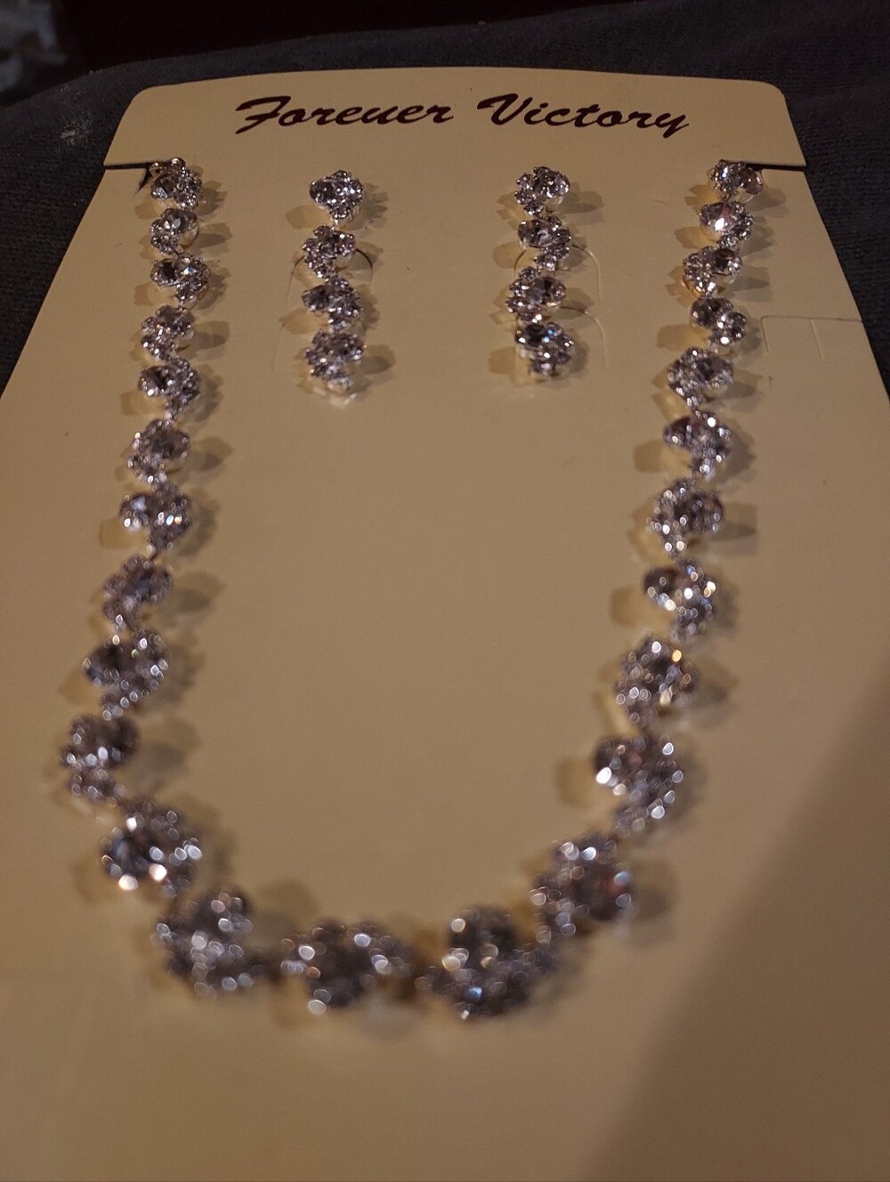 Silver-Tone Crystal Necklace & Earring Set - Sparkles Bright!!